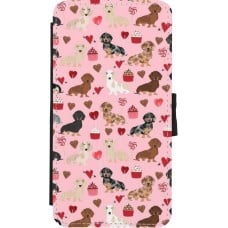 Coque iPhone X / Xs - Wallet noir Valentine 2024 puppy love