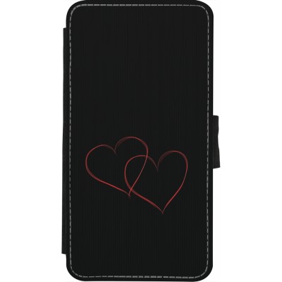 Coque iPhone X / Xs - Wallet noir Valentine 2023 attached heart