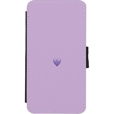 Coque iPhone X / Xs - Wallet noir Valentine 2023 purpule single heart