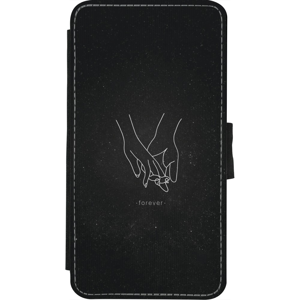 Coque iPhone X / Xs - Wallet noir Valentine 2023 hands forever