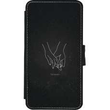 Coque iPhone X / Xs - Wallet noir Valentine 2023 hands forever