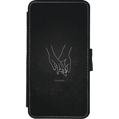 Coque iPhone X / Xs - Wallet noir Valentine 2023 hands forever