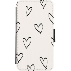 Coque iPhone X / Xs - Wallet noir Valentine 2023 minimalist hearts