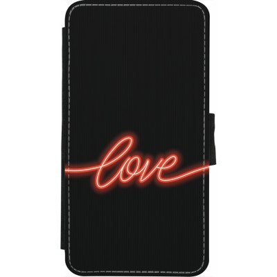 Coque iPhone X / Xs - Wallet noir Valentine 2023 neon love