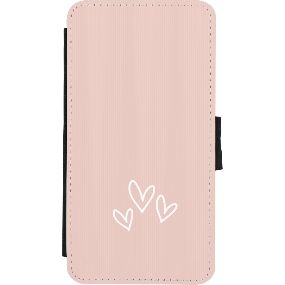 Coque iPhone X / Xs - Wallet noir Valentine 2023 three minimalist hearts