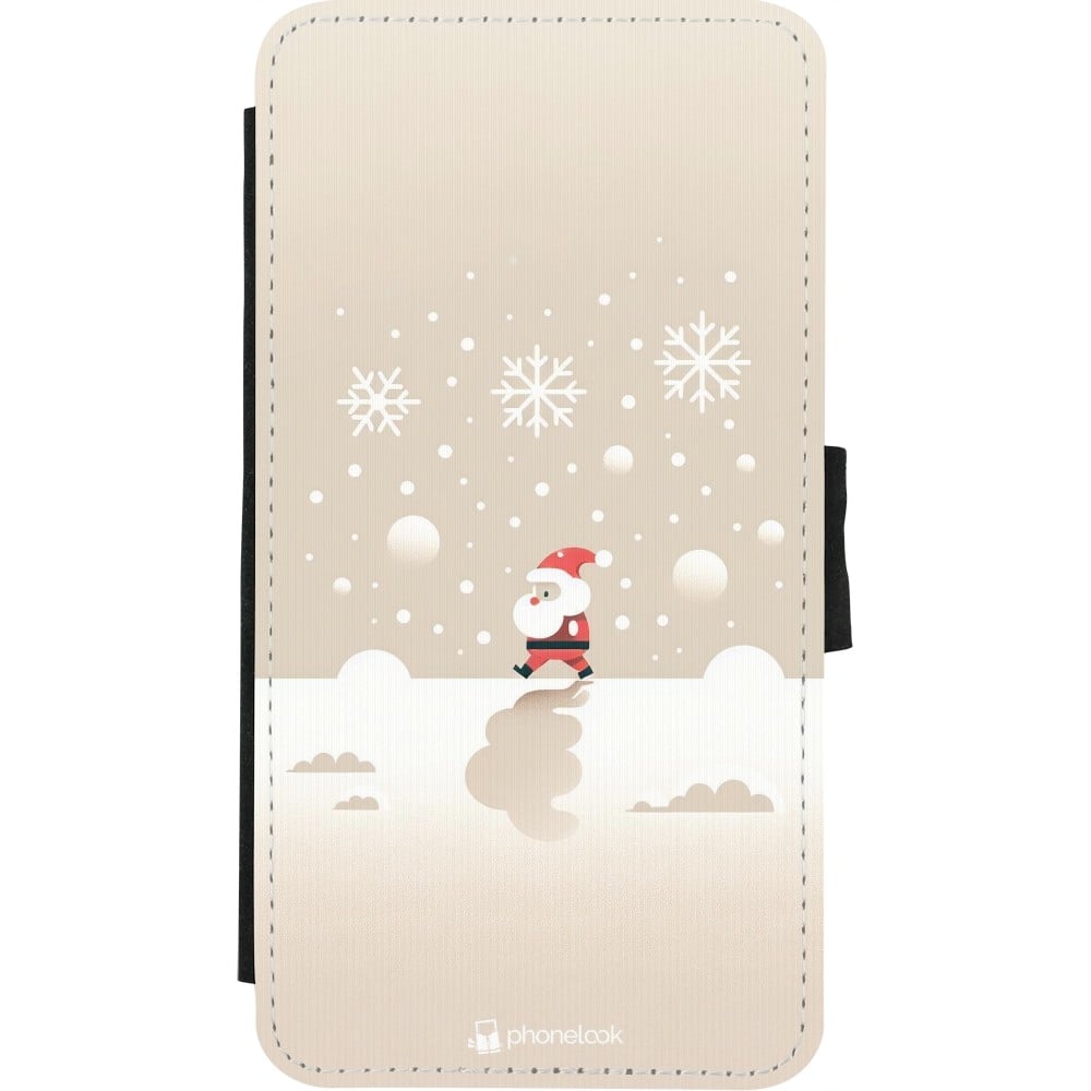 Coque iPhone X / Xs - Wallet noir Noël 2023 Minimalist Santa