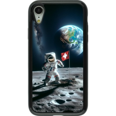 Coque iPhone XR - Hybrid Armor noir Astro Suisse sur lune