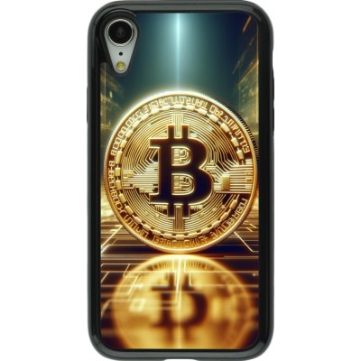 Coque iPhone XR - Hybrid Armor noir Bitcoin Standing