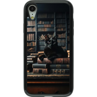 Coque iPhone XR - Hybrid Armor noir Chat livres sombres