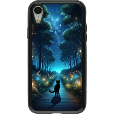 Coque iPhone XR - Hybrid Armor noir Chat noir promenade