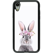 Coque iPhone XR - Hybrid Armor noir Easter 2023 flower bunny