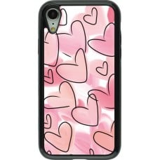 Coque iPhone XR - Hybrid Armor noir Easter 2023 pink hearts