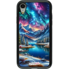 Coque iPhone XR - Hybrid Armor noir Fantasy Mountain Lake Sky Stars