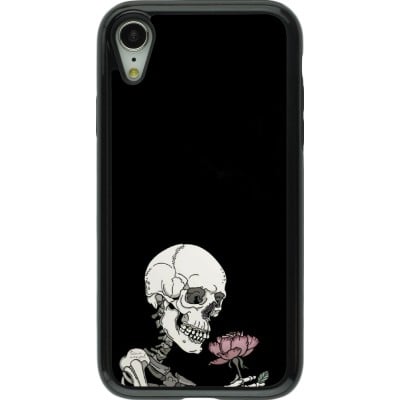 Coque iPhone XR - Hybrid Armor noir Halloween 2023 rose and skeleton