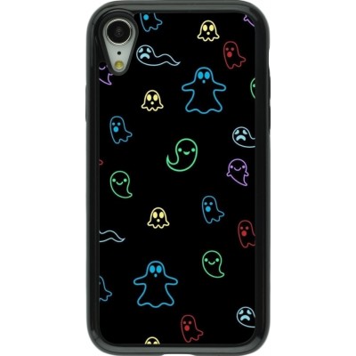 Coque iPhone XR - Hybrid Armor noir Halloween 2024 colorful ghosts