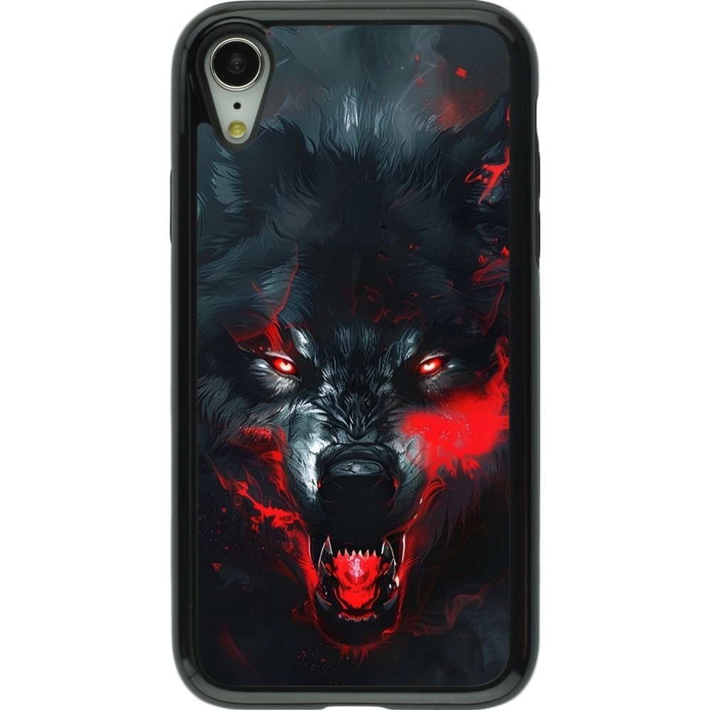 Coque iPhone XR - Hybrid Armor noir Halloween 2024 mad werewolf