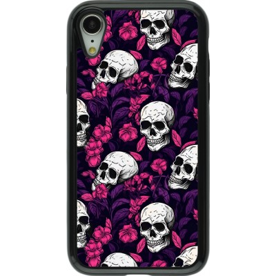 Coque iPhone XR - Hybrid Armor noir Halloween 2024 romantic skulls