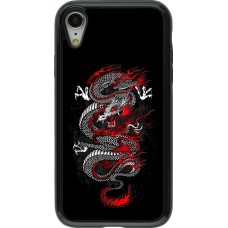 Coque iPhone XR - Hybrid Armor noir Japanese style Dragon Tattoo Red Black