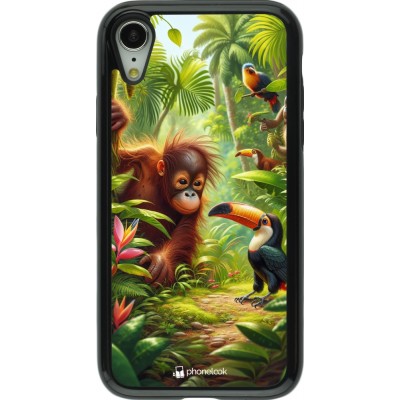 Coque iPhone XR - Hybrid Armor noir Jungle Tropicale Tayrona