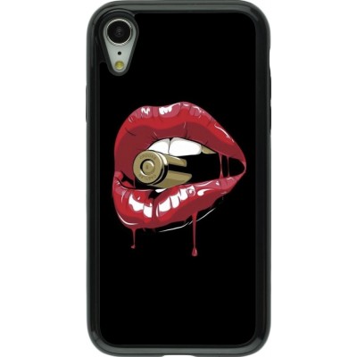 Coque iPhone XR - Hybrid Armor noir Lips bullet