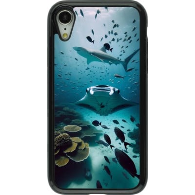 Coque iPhone XR - Hybrid Armor noir Manta Lagon Nettoyage