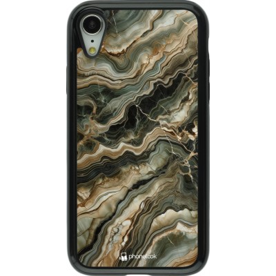 Coque iPhone XR - Hybrid Armor noir Marbre Olive