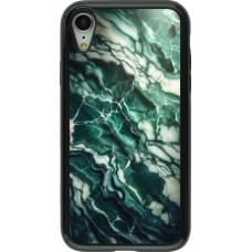 Coque iPhone XR - Hybrid Armor noir Marbre vert majestueux