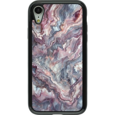 Coque iPhone XR - Hybrid Armor noir Marbre violette argentée