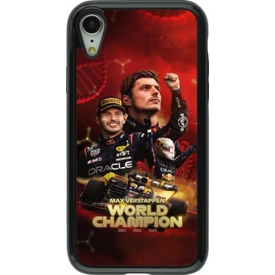 Coque iPhone XR - Hybrid Armor noir Max Verstappen Champion 2023