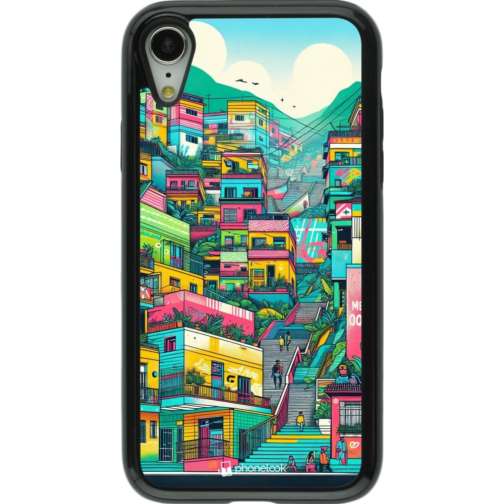 Coque iPhone XR - Hybrid Armor noir Medellin Comuna 13 Art