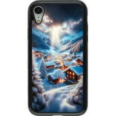 Coque iPhone XR - Hybrid Armor noir Mont Neige Lumière