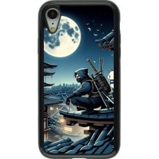 Coque iPhone XR - Hybrid Armor noir Ninja sous la lune