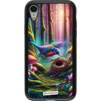 Coque iPhone XR - Hybrid Armor noir Oiseau Nid Forêt