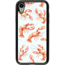 Coque iPhone XR - Hybrid Armor noir Pattern de homards pastels