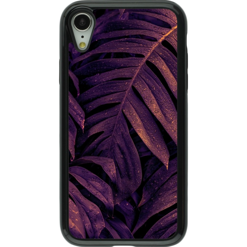 iPhone XR Case Hülle - Hybrid Armor schwarz Purple Light Leaves