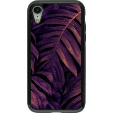 iPhone XR Case Hülle - Hybrid Armor schwarz Purple Light Leaves