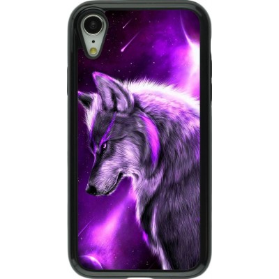 Coque iPhone XR - Hybrid Armor noir Purple Sky Wolf