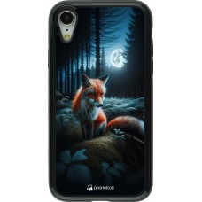 Coque iPhone XR - Hybrid Armor noir Renard lune forêt