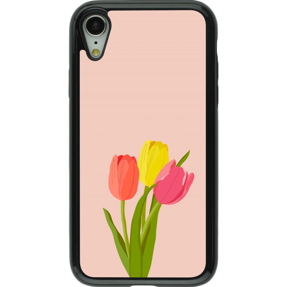 Coque iPhone XR - Hybrid Armor noir Spring 23 tulip trio