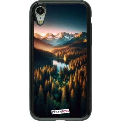 Coque iPhone XR - Hybrid Armor noir Sunset Forest Lake