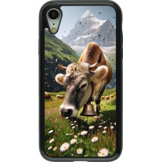 Coque iPhone XR - Hybrid Armor noir Vache montagne Valais