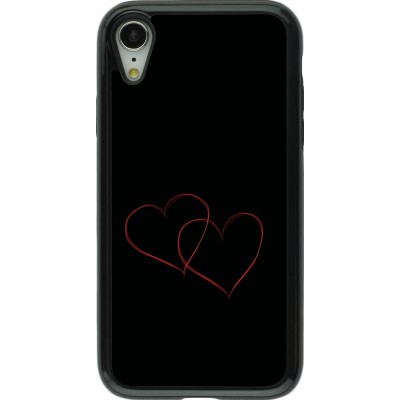 Coque iPhone XR - Hybrid Armor noir Valentine 2023 attached heart