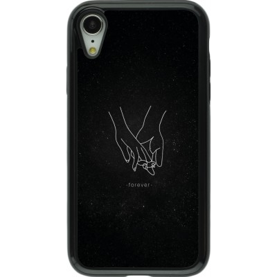 Coque iPhone XR - Hybrid Armor noir Valentine 2023 hands forever