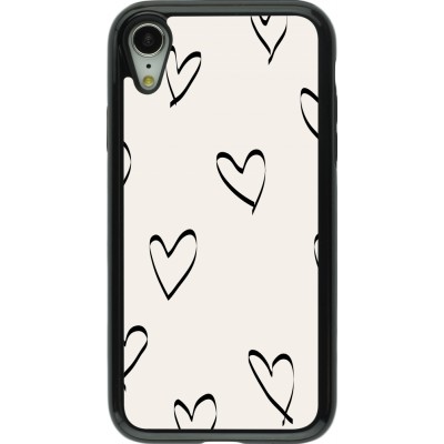 Coque iPhone XR - Hybrid Armor noir Valentine 2023 minimalist hearts