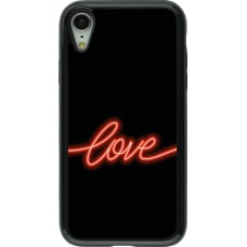 Coque iPhone XR - Hybrid Armor noir Valentine 2023 neon love