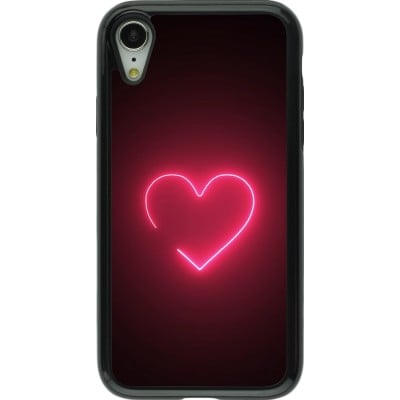 Coque iPhone XR - Hybrid Armor noir Valentine 2023 single neon heart