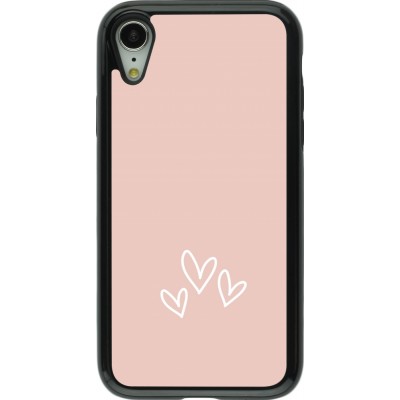 Coque iPhone XR - Hybrid Armor noir Valentine 2023 three minimalist hearts