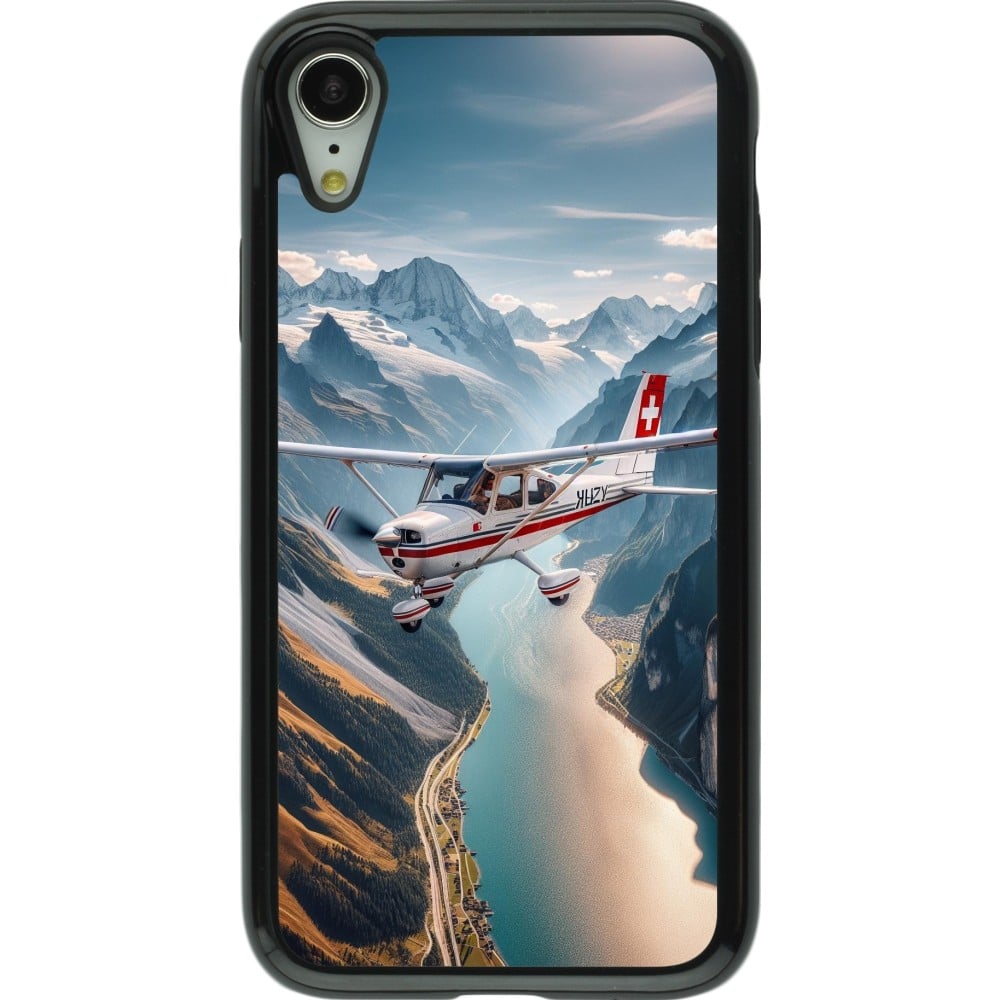 Coque iPhone XR - Hybrid Armor noir Vol Alpin Suisse