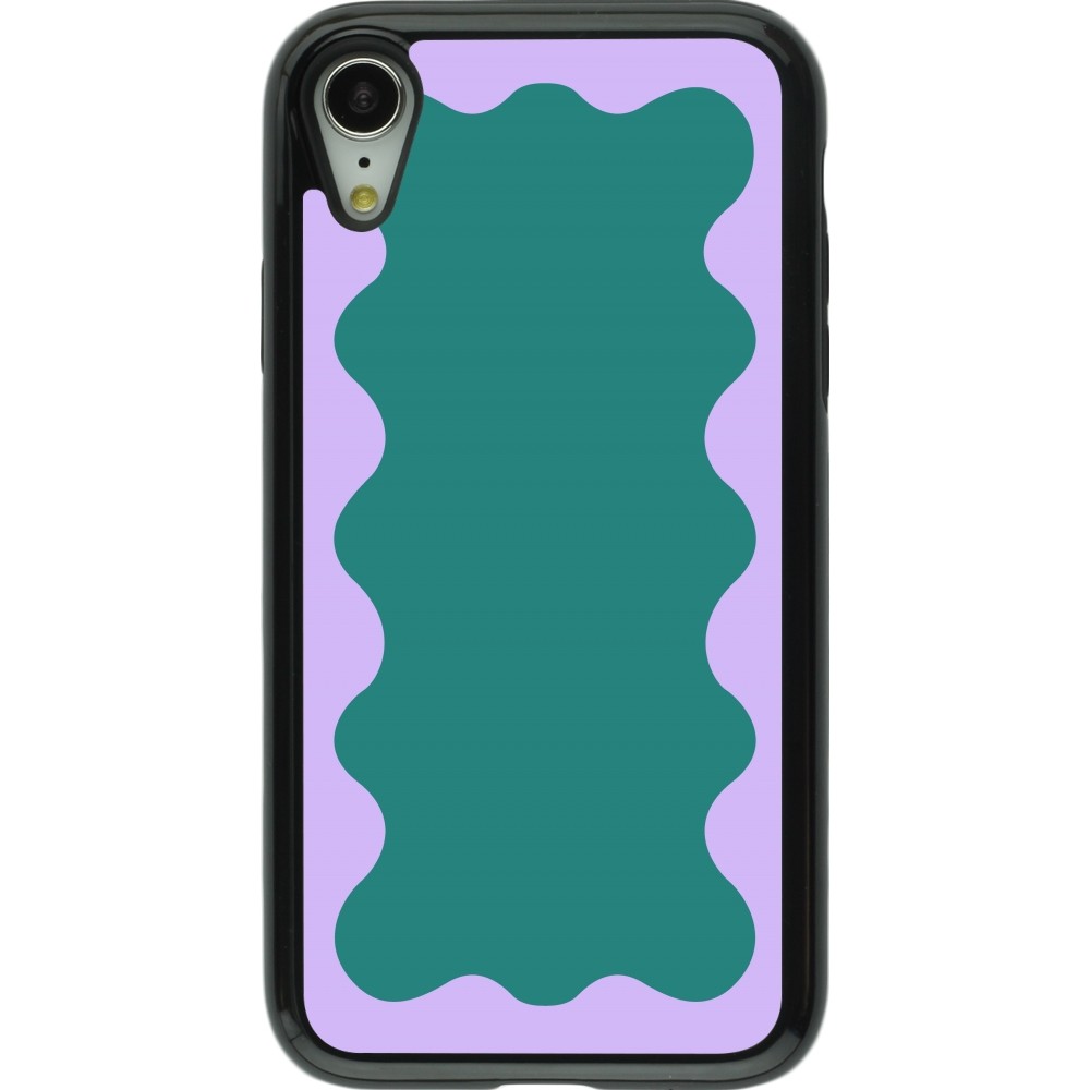 Coque iPhone XR - Hybrid Armor noir Wavy Rectangle Green Purple