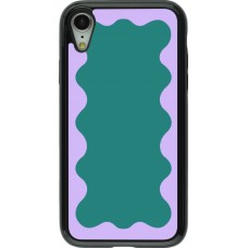 Coque iPhone XR - Hybrid Armor noir Wavy Rectangle Green Purple